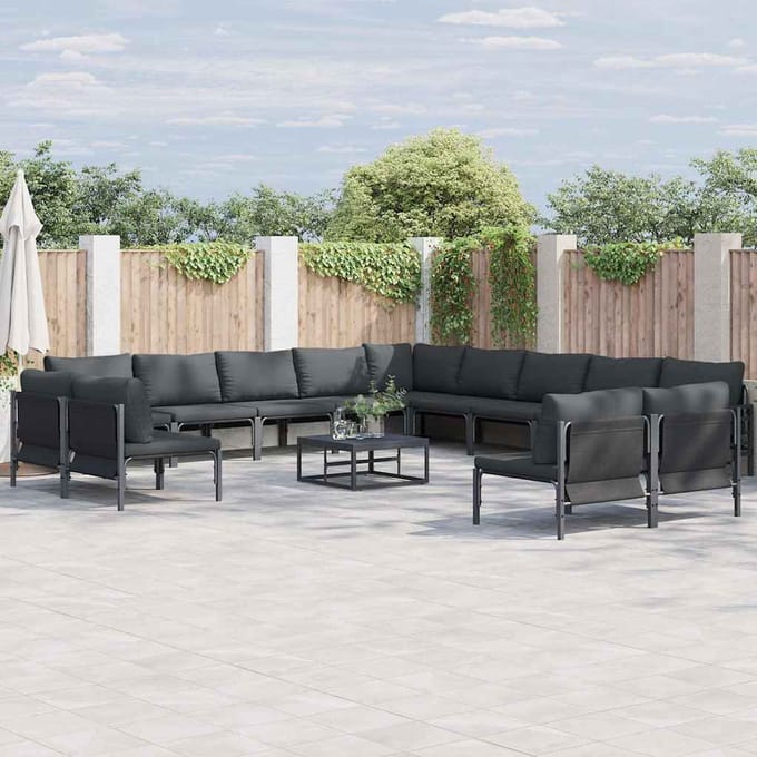 vidaXL - Tuinbank - Set - 13 - st - Zwart - Staal