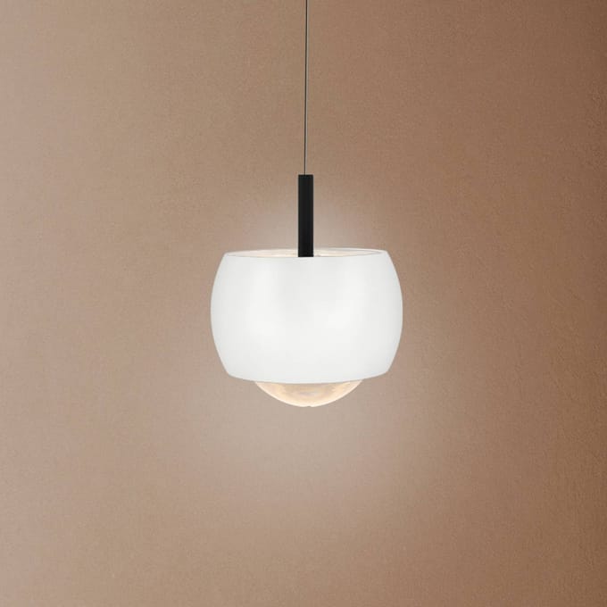 Mantra Iluminación Roller hanglamp, wit, in hoogte verstelbaar, glazen lens