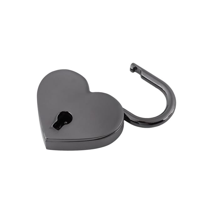 Klein liefdeshartvormig hangslot, kleine bagagetas, dagboekslot, sleutels black