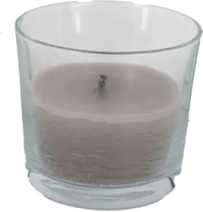 Cactula leuke buitenkaars in glas | Stone | 14,5 x 12 cm | met extra dikke brandlont - S