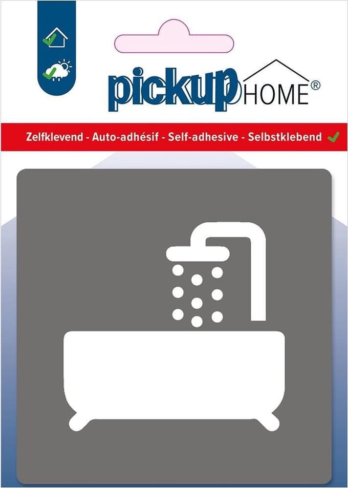 Pickup Badkamer grijs - 90x90 mm Pictogram Route Acryl