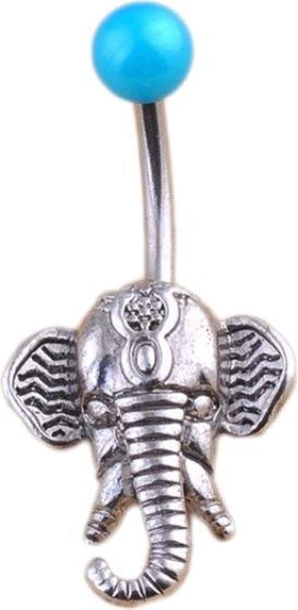 Fako Bijoux® - Navelpiercing - Olifant - Blauw