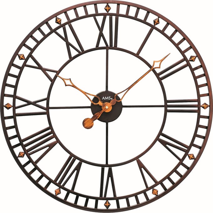 AMS W9537 - Wandklok - Analoog - Metaal - Bruin