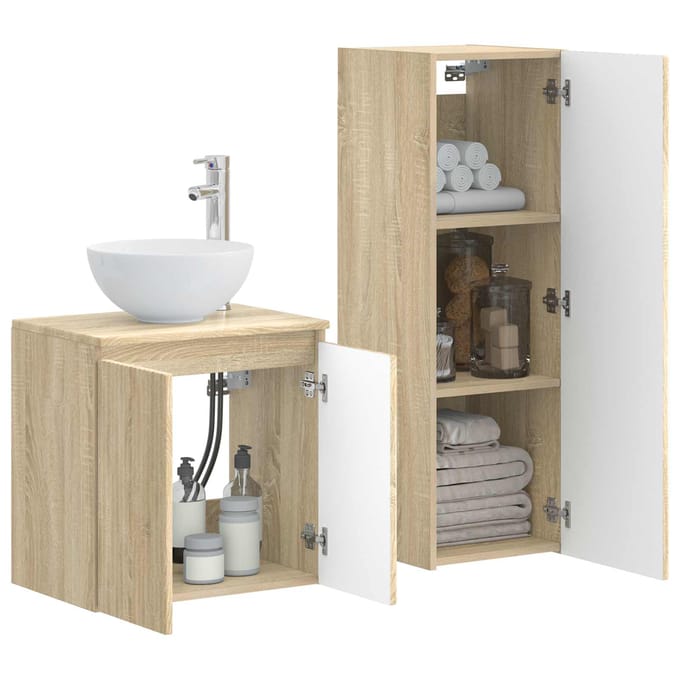 vidaXL - Badkamermeubel - Set - 2 - st - Sonoma - Eiken - 33 - x - 34,5 - x - 100 - cm
