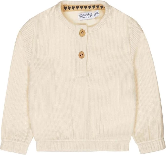 Dirkje- Meisjes Trui Knoopjes Off White- Maat 56