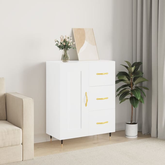vidaXL Dressoir 69,5x34x90 cm bewerkt hout wit