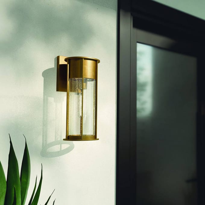 Kichler LED Wand Buitenlamp Camillo | 1X E27 Max 60W | IP44 | Dimbaar | Painted Natural Brass