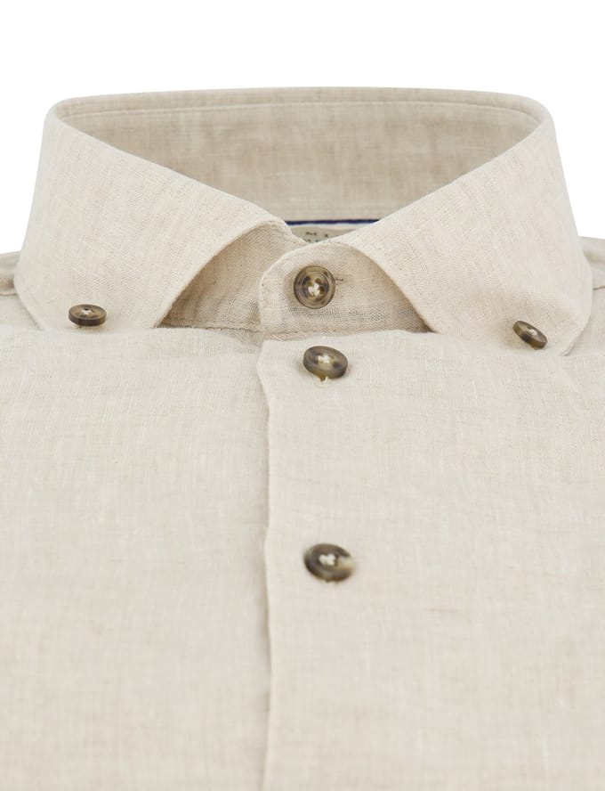 Beige linnen  John Miller overhemd