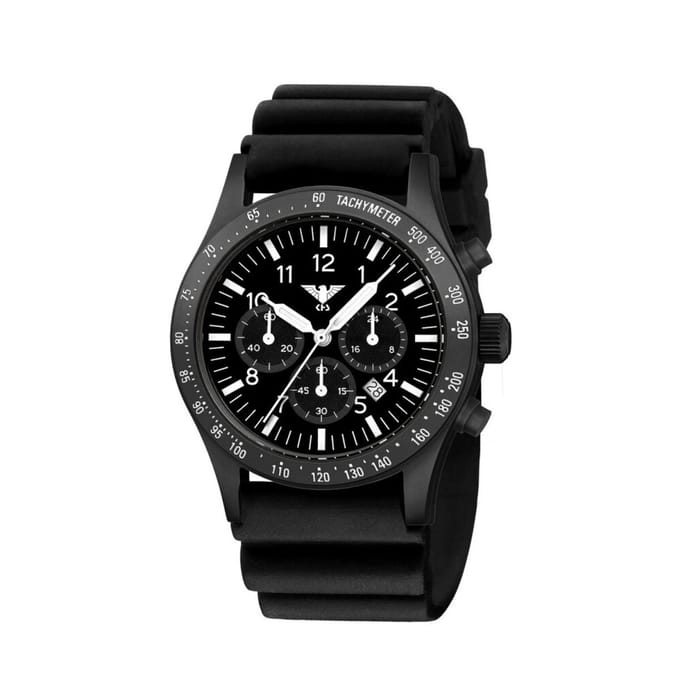 KHS - KHS.PLABSSC.DB - Polshorloge - Heren - Solar - PLATOON Black Steel Solar Chronograph