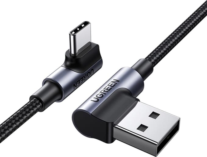 Ugreen - 90° - haakse kabel USB C - USB 2.0 480Mb/s 3A 3m zwart - (US176)