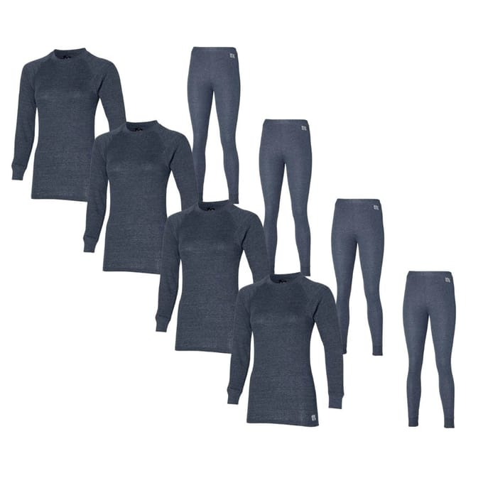 Heatkeeper - Thermo broek/shirt dames - Set - Maat M - Antraciet - 4 x broek/shirt - 4-Pack