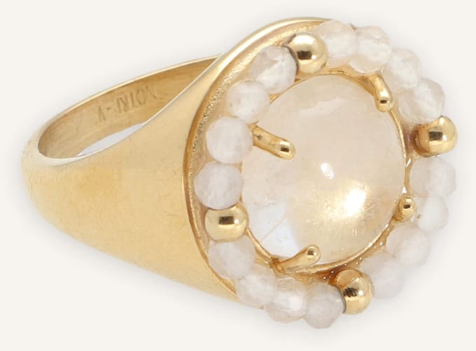 Notre-V Ring Big Stone Sieraden Dames - Beige - Maat ONESIZE