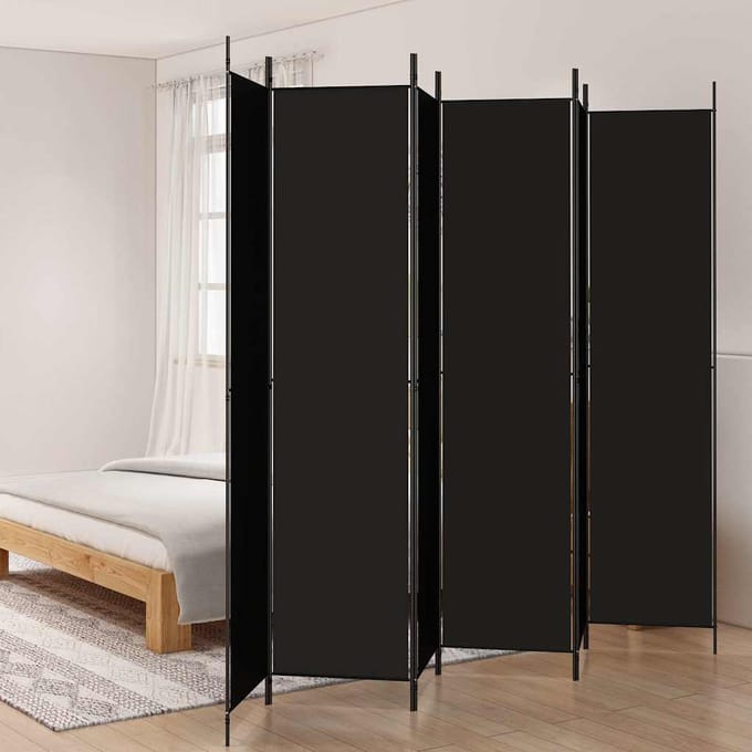 vidaXL - Kamerscherm - met - 6 - panelen - 300x220 - cm - stof - zwart