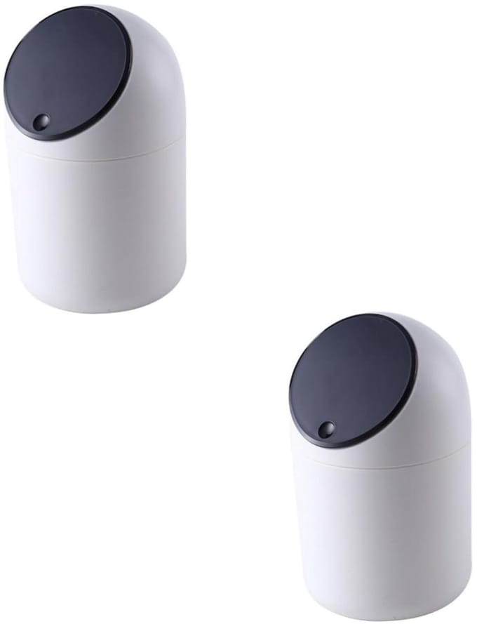 Mini Afvalemmer - Tafelbak Deksel - Bureau Opruimen - Compact Ontwerp - 2 Stuks - Zwart