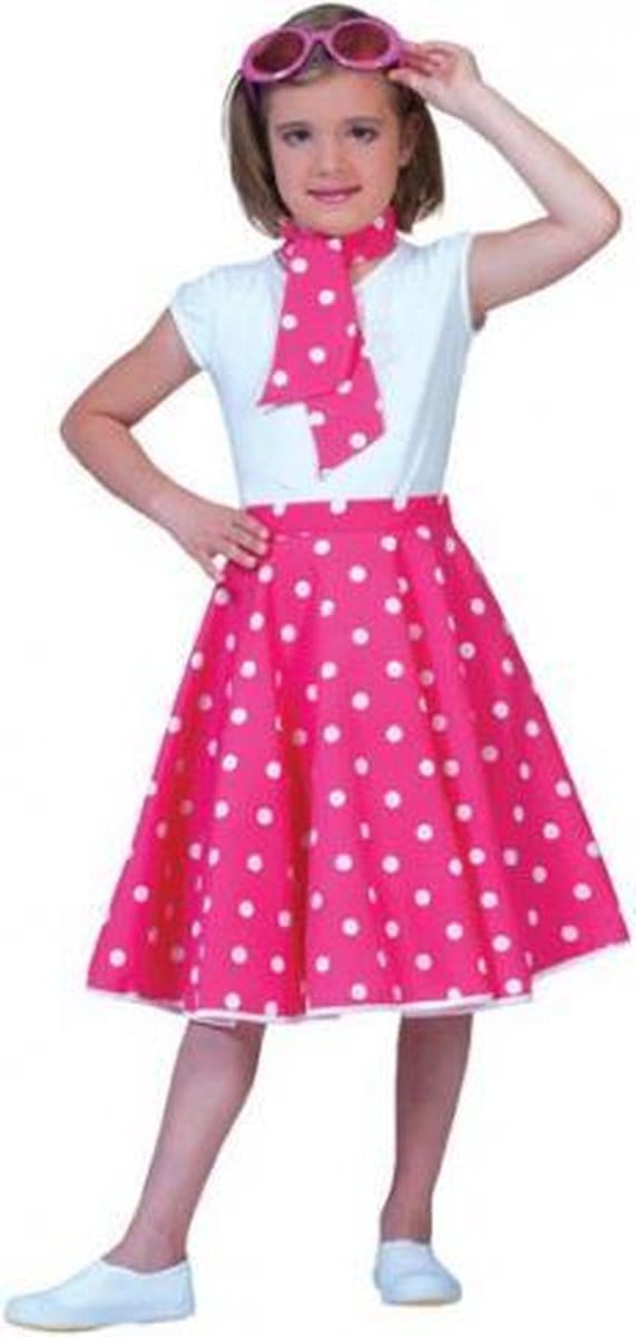 Roze rock n roll rok met stippen voor meisjes
