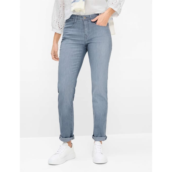 Brax Dames Jeans  Style MARY USED LIGHT GREY, denim lichtgrijs, maat 46