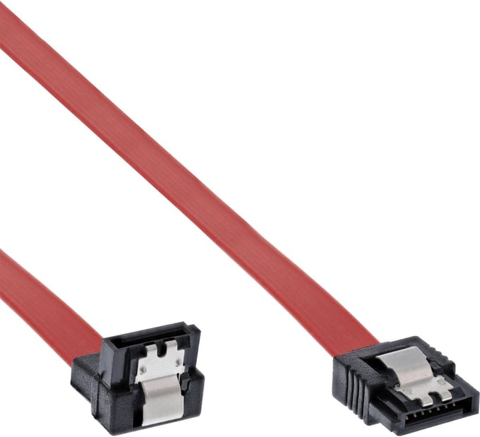 InLine® SATA verbindingskabel haaks, met veiligheidslip, 0,7m