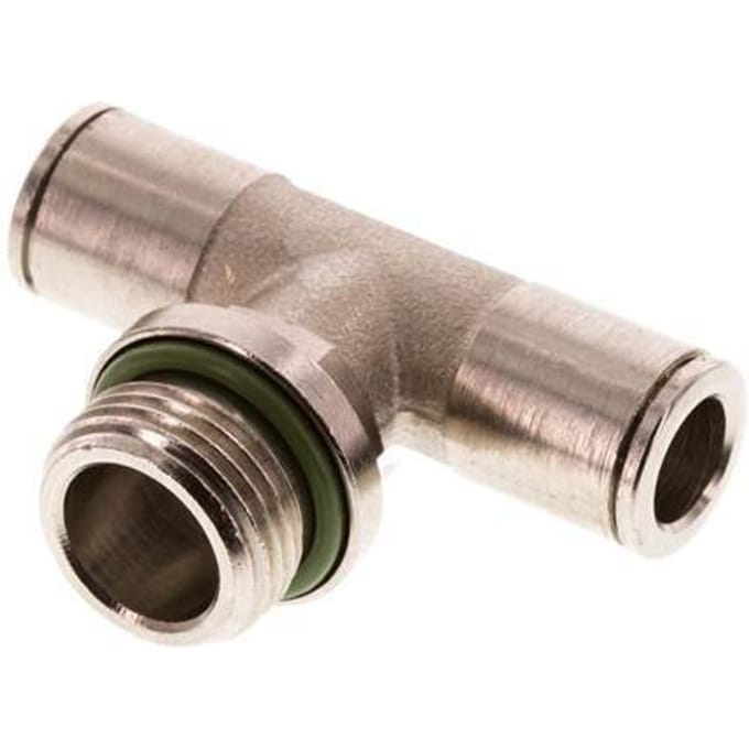 8mm x G3/8'' inline T-stuk Messing Insteekfitting Buitendraad Draaibaar FKM