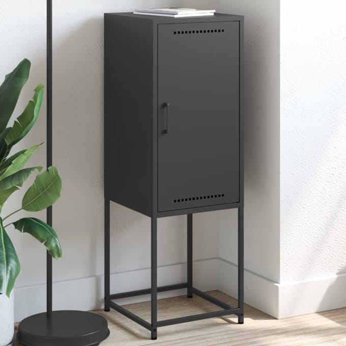 vidaXL - Hoge - kast - 36x39x107 - cm - staal - zwart