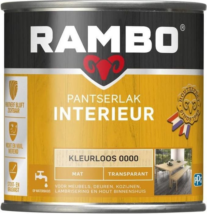 Rambo Pantserlak Interieur Transparant Mat - Blank   8716242887515   Verf   Lakverf Binnen