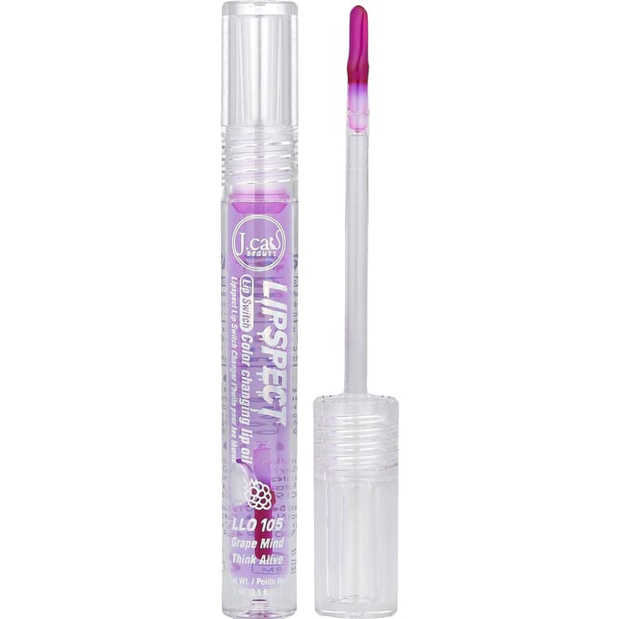 J.Cat Beauty, Lipspect Lip Sensor, Kleurveranderende Lipolie, LLO 105 Grape Mind Sync Alive, 3ml (0,1 fl oz) white