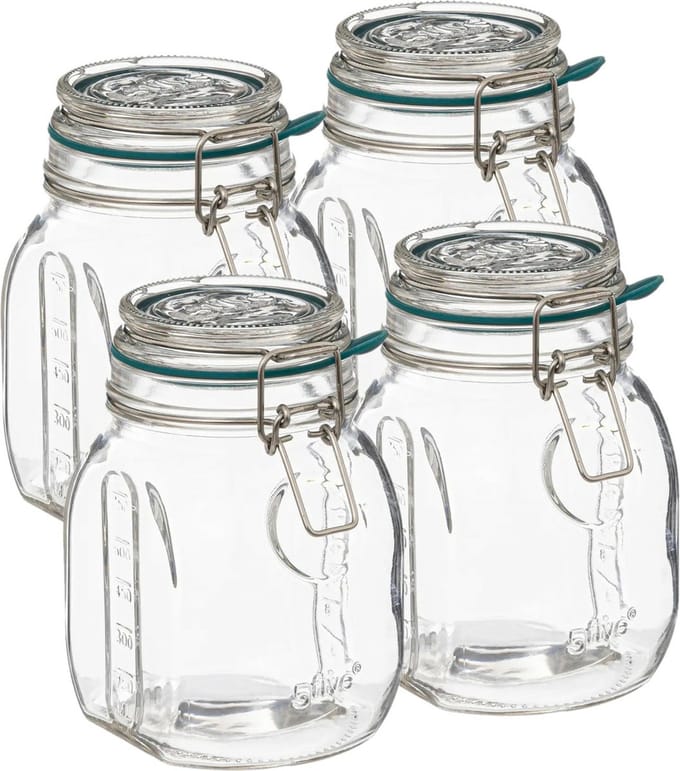 5Five Weckpot/inmaakpot Jarro - 4x - 750 ml - glas - beugelsluiting - D12 x H16 cm