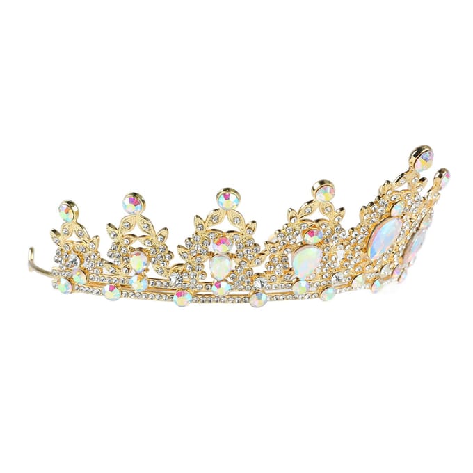 Dames Kroon Goudkleurig Strass Retro Halve Cirkel Haaraccessoires Kroon voor Bruiloft Feest Prom beige