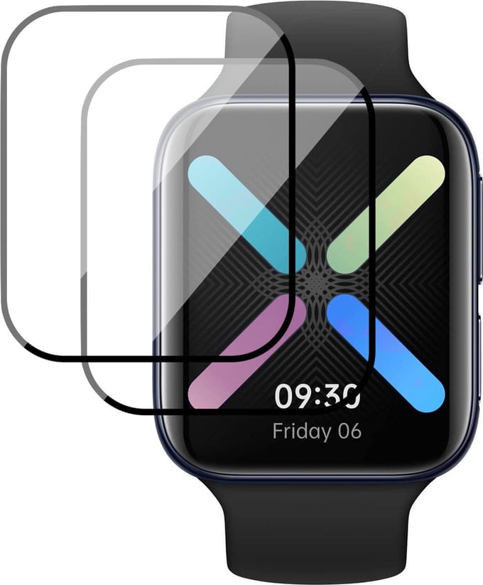 2x Full Screenprotector geschikt voor Oppo Watch 2 46 mm [Volledig Dekkend Full Screen Folie]