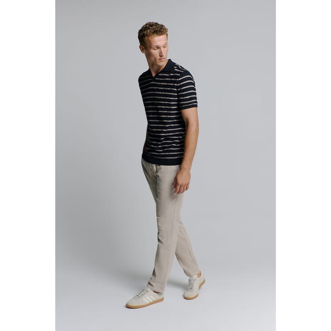 No Excess Pullover Short Sleeve Polo V Stripes With Linen Night Größe: L | Poloshirts Outlet | Herren | Schwarz