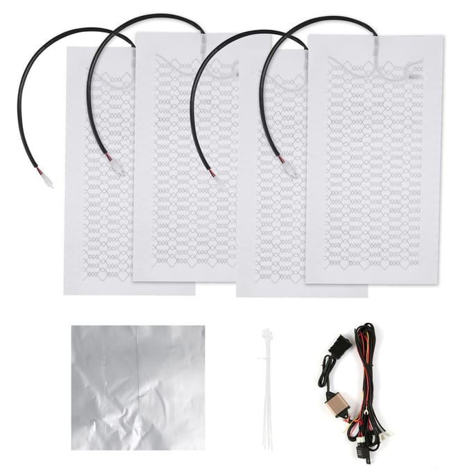 12V Koolstofvezel Stoelverwarmingsset voor 2 Stoelen met 5-standen Temperatuurschakelaar Stoelhoes Verwarmde Pad white