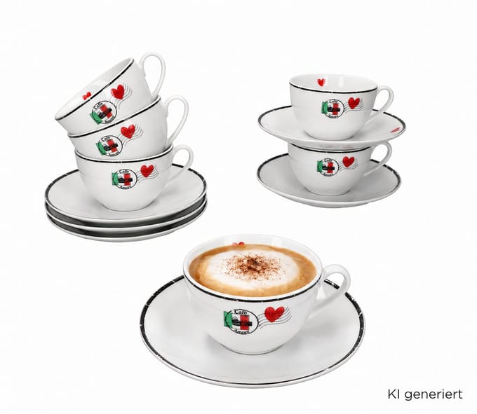 6x cappuccinotasse met 6x ondertasse Caffee Amore - 412857