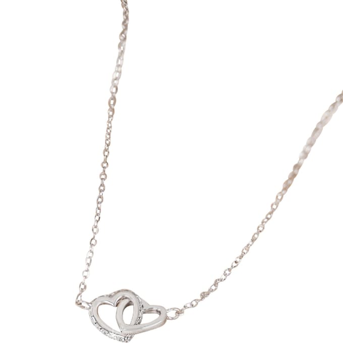 Hartjes Ketting Pavé met Kristallen - Zilver