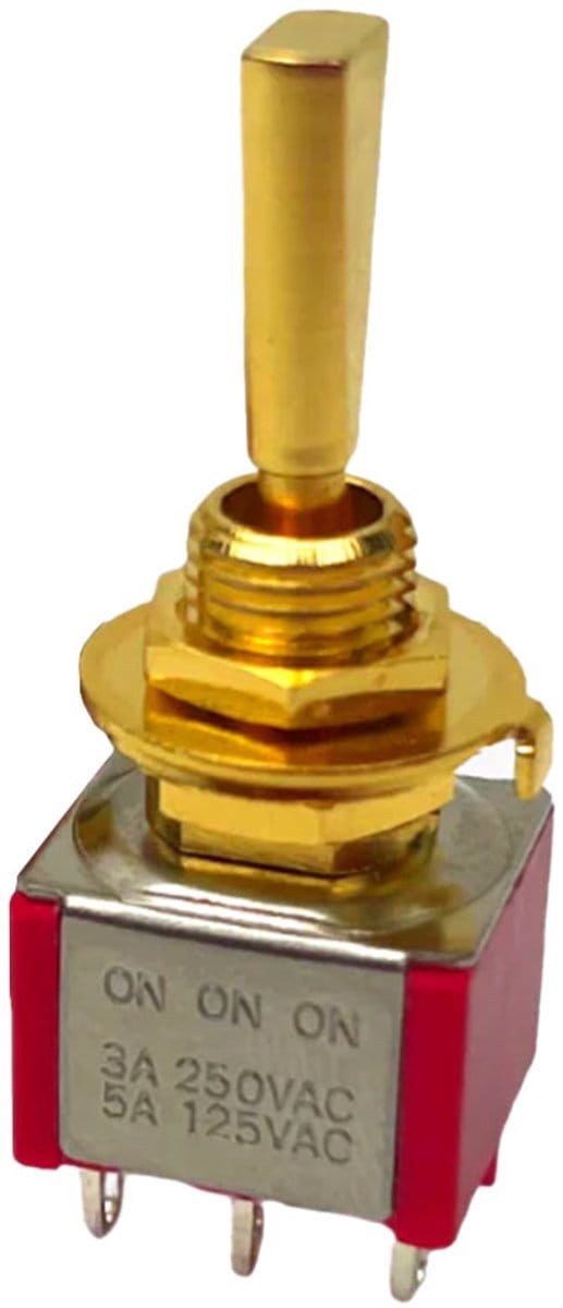 Allparts EP-0080-002 DPDT Miniswitch 3-Standenschakelaar On-On-On Goud