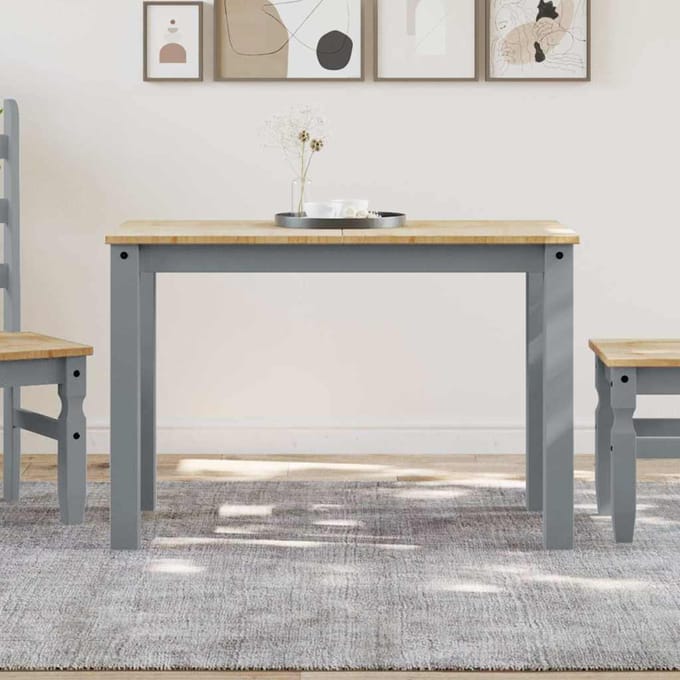 vidaXL - Eettafel - Panama - 112x60x75 - cm - massief - grenenhout - grijs