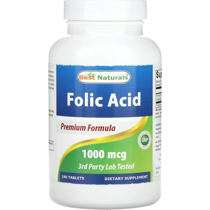 Best Naturals, Foliumzuur, 1.000 mcg, 240 Tabletten