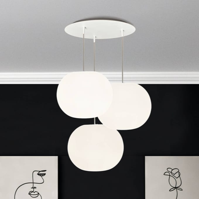 Casablanca hanglamp Acai, wit, rond, 3-lamps, Ø 26 cm, E27