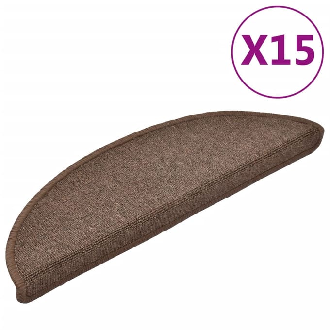 vidaXL - Trapmatten - 15 - st - 56x17x3 - cm - Koffiebruin - Halfrond