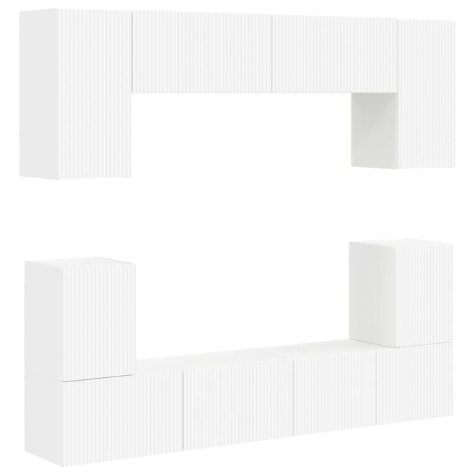 vidaXL - Tv-meubelset - 5 - st - Wit - Bewerkt - hout