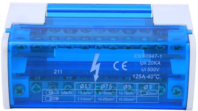 Dailygoods - Din Rail Distributieklemmenblok met Stofkap