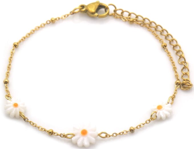 Dames Armband – Bloemen Design – Goudkleurig – Roestvrijstaal
