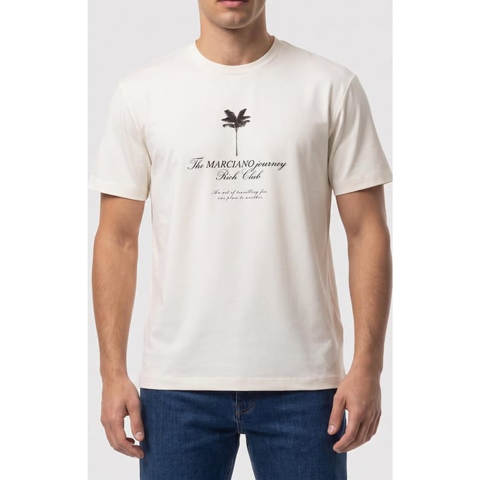 GUESS Cn Ss Tee With Print Salt White Taglia: M | Magliette basic Outlet | Uomo | Bianco