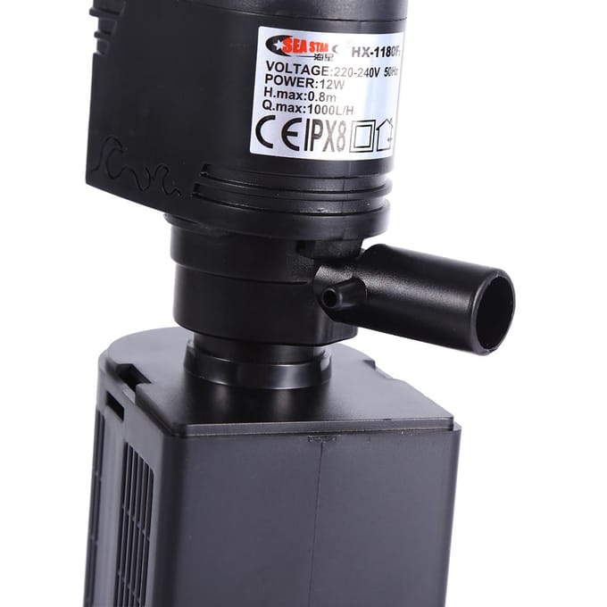 Multifunctionele 3 in 1 Aquariumfilter Dompelpomp Zuurstofpomp Zuiveraar Tankgereedschap (12W) black