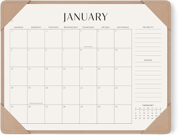 Bureaukalender 2025-2026 - Academische planner - Efficiënte planning - Bureaubeschermende mat - 22 x 17 inch - Abrikoos