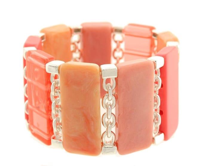 Behave Dames armband elastisch zalm roze