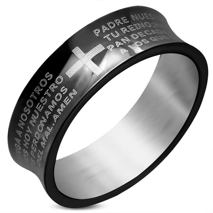 Amanto Ring Al - 316L Staal - Kruis - 7mm - Maat 63-20mm