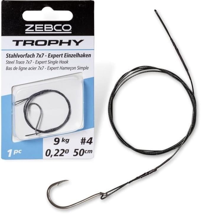 Zebco Trophy Steel Trace 7x7 Expert Single Hook (1pc) - Maat : 60cm - 12 kilo