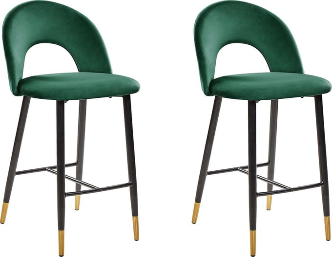 FALTON - Barkruk - Smaragdgroen - Fluweel