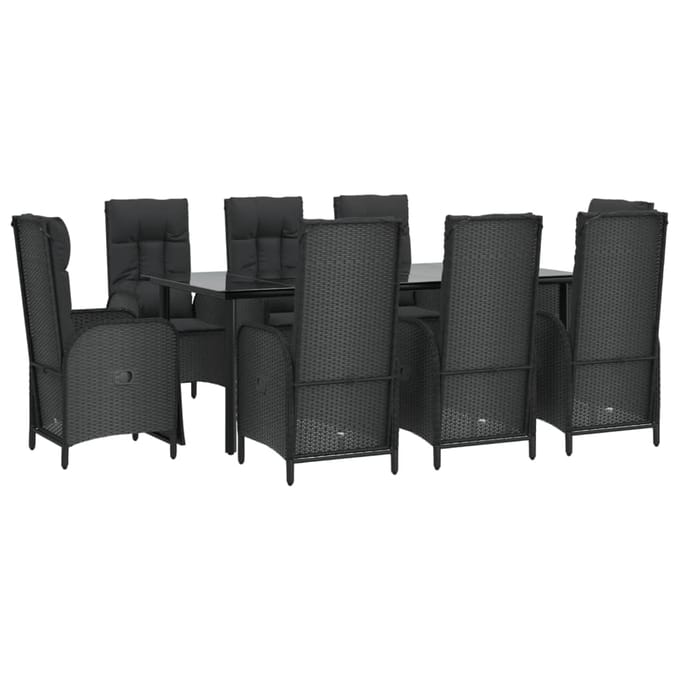 vidaXL - 9-delige - Tuinset - poly - rattan - zwart
