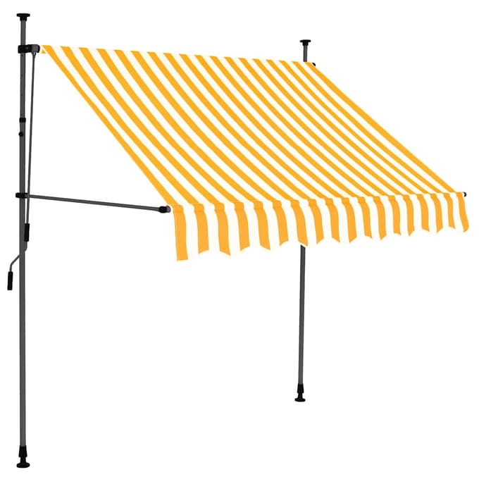 vidaXL - Luifel - handmatig - uitschuifbaar - met - LED - 100 - cm - wit - en - oranje