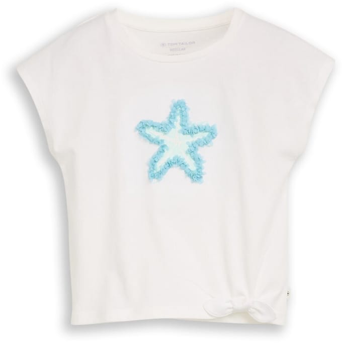 Tom Tailor - T-shirt met knoopdetail - Maat 92/98 - Whisper White